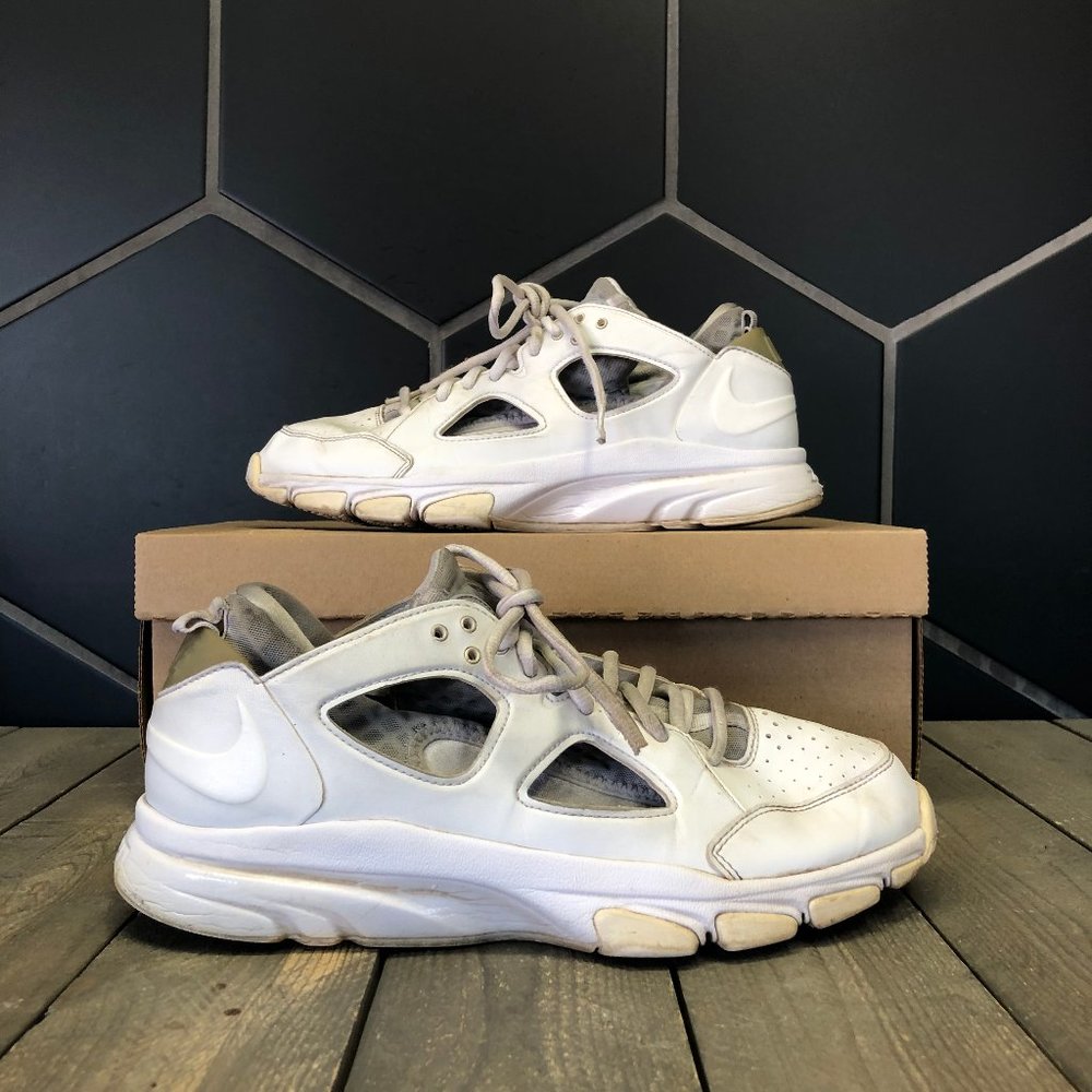 ~Used W/O Box! Men's Nike Air Huarache Low Triple White Sneakers Size 8.5